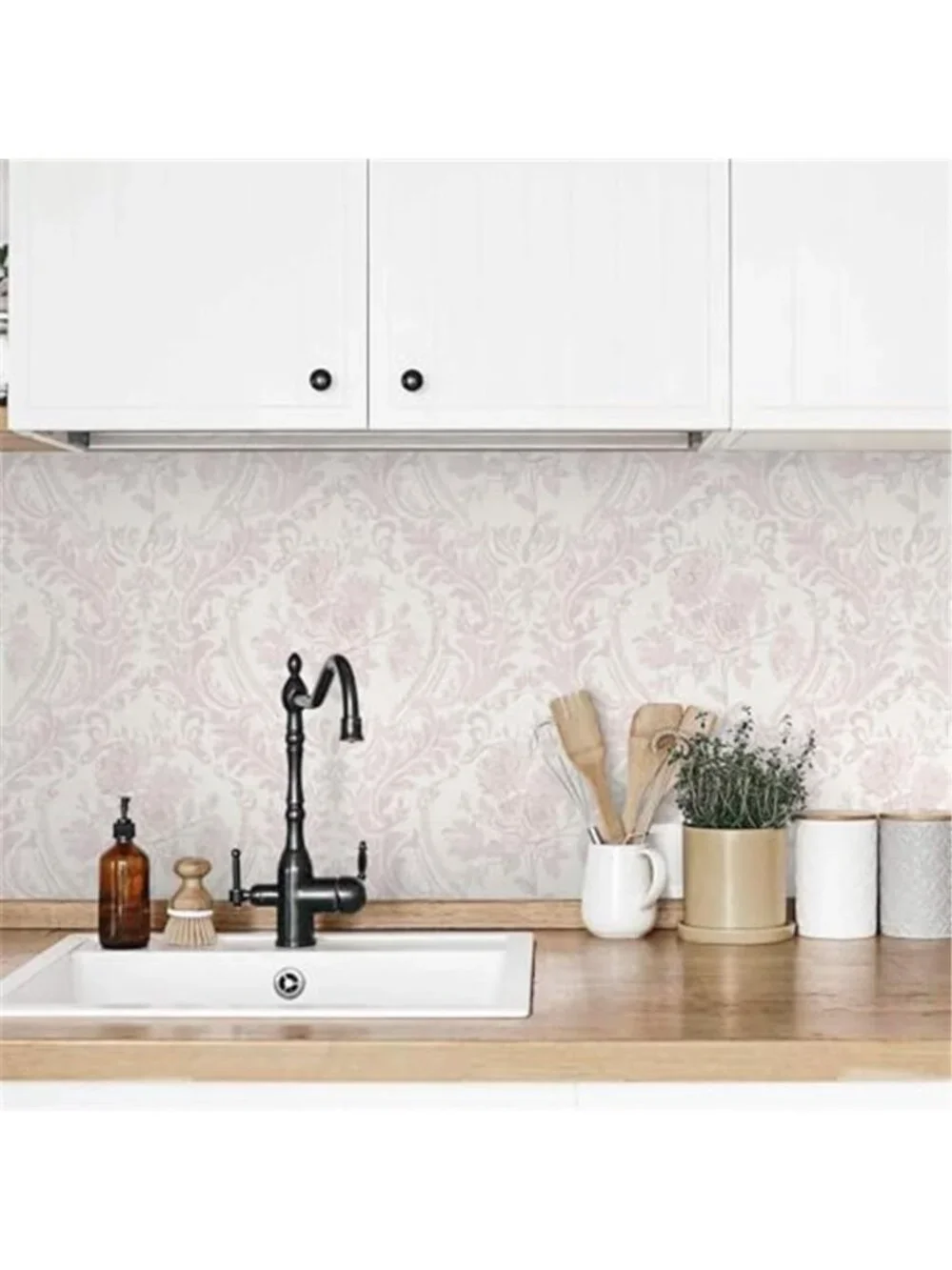 Peel and Stick Wallpaper Vintage Floral Contact Paper Boho Watercolor Pink